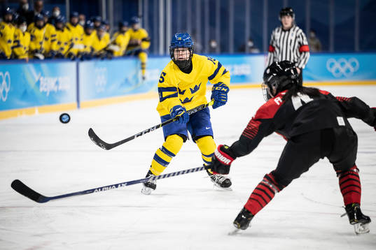 Lisa Johansson of Sweden in the women’s ice hockey