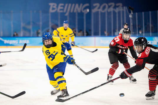 Lisa Johansson of Sweden in the women’s ice hockey