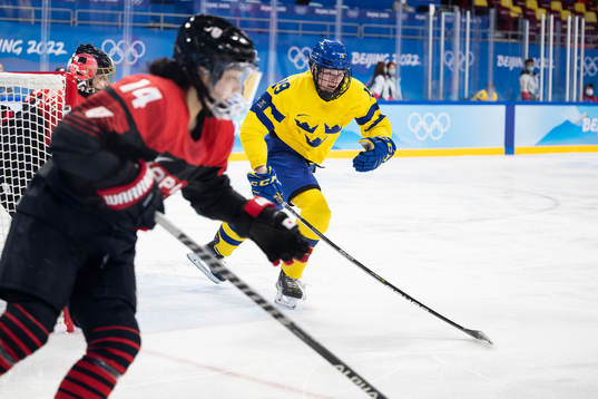 Sara Hjalmarsson of Sweden in the women’s ice hockey