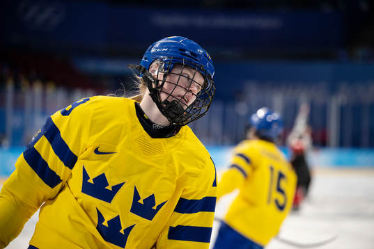 Sara Hjalmarsson of Sweden in the women’s ice hockey