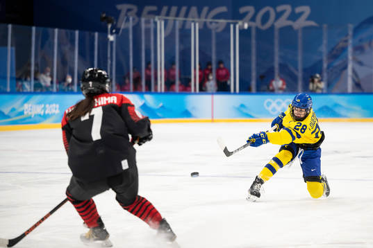 Michelle Löwenhielm of Sweden in the women’s ice hockey