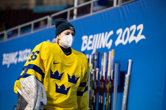 Goaltender Ida Boman of Sweden in the women’s ice hockey