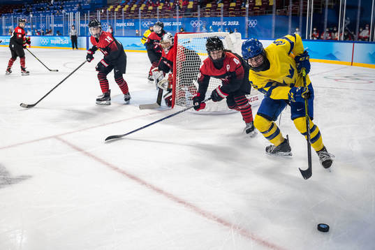 Lisa Johansson of Sweden in the women’s ice hockey