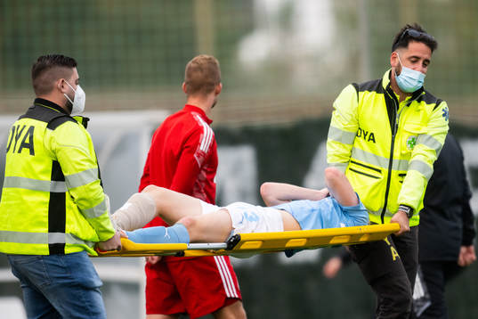 Emil Lindman of Malmö FF in pain
