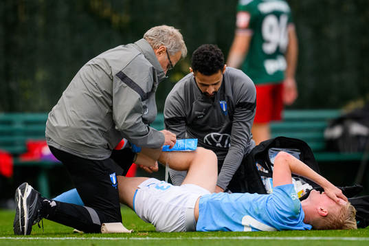 Emil Lindman of Malmö FF in pain