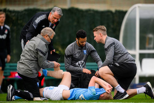 Emil Lindman of Malmö FF in pain
