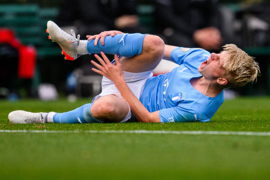 Emil Lindman of Malmö FF in pain