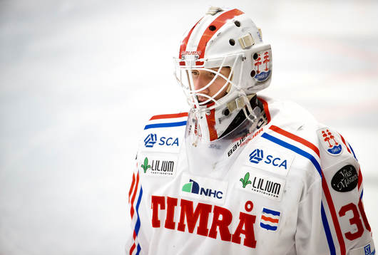 Timrås målvakt Jacob Johansson deppar