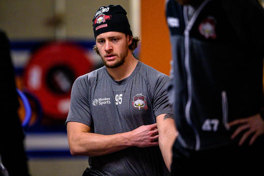 Malmö Redhawks Carl Persson före ishockeymatchen i SHL