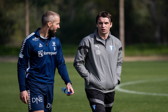 Sarpsborgs Guillermo Molins och Malmös tränare Milos
