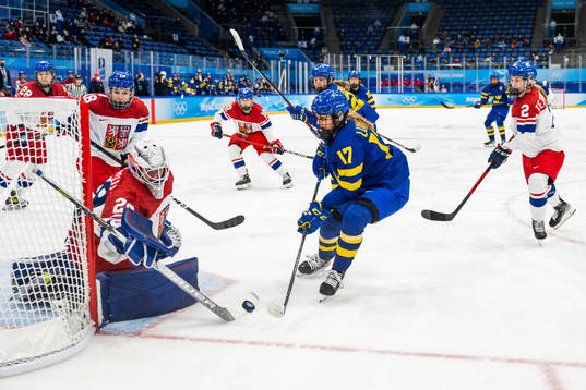 goaltender Klara Peslarova of Czech Republic and Sofie