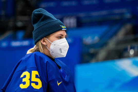 goaltender Ida Boman of Sweden looks dejected