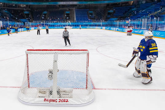 goaltender Emma Söderberg of Sweden looks dejected
