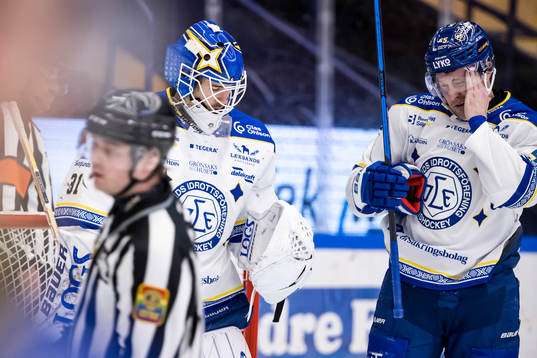 Leksands målvakt Kasimir Kaskisuo och Jonas Ahnelöv