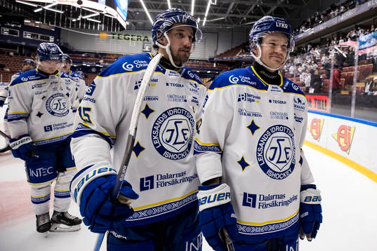Leksands Max Veronneau och Tobias Ekberg jublar