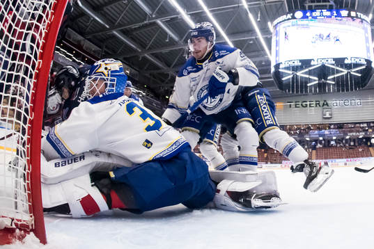 Leksands målvakt Kasimir Kaskisuo och Leksands Matt Caito