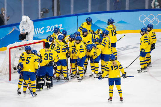 Players of Sweden celebrate