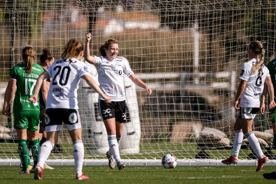 Sara Kanutte Fornes of Rosenborg celebrates the 0-2 goal