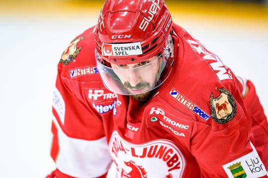 Troja/Ljungbys Kevin Karlsson deppar