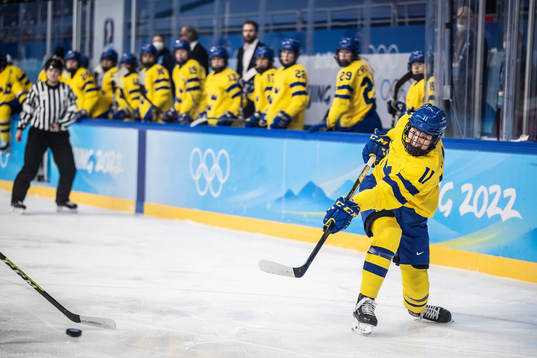 Josefin Bouveng of Sweden in the women's ice hockey game