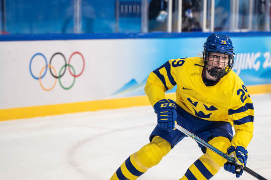 Olivia Carlsson of Sweden in the women's ice hockey game