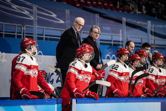 head coach Peter Elander of Denmark in the women's ice