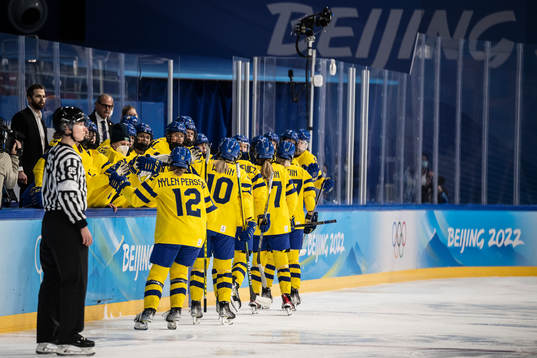 Players of Sweden celebrate