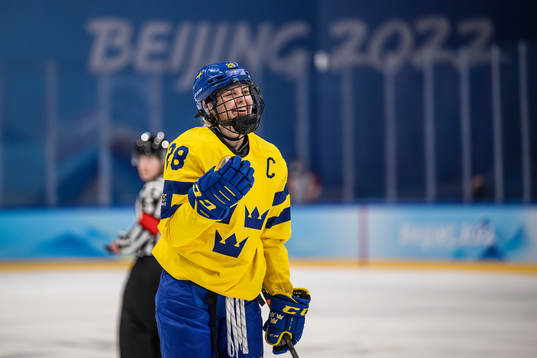 Michelle Löwenhielm of Sweden in the women's ice hockey
