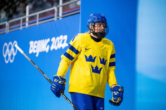 Josefin Bouveng of Sweden in the women's ice hockey game
