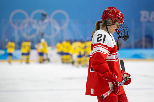 Michelle Weis of Denmark looks dejected