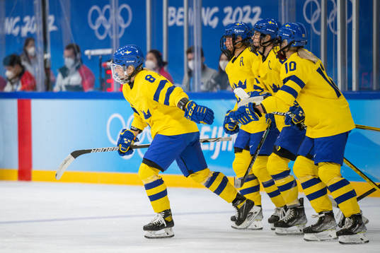 Ebba Berglund of Sweden celebrates scoring 3-1 in the