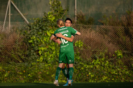 Gustav Ludwigson and Jusef Erabi of Hammarby celebrate the