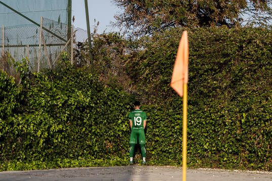 Jusef Erabi of Hammarby takes a leak