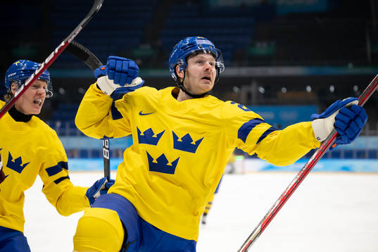 Lucas Wallmark of Sweden celebrates