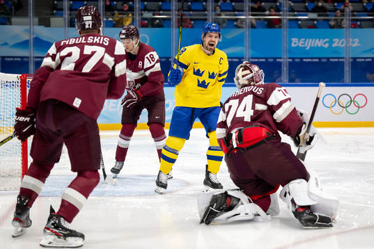Anton Lander of Sweden celebrates