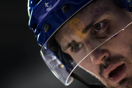 A reflection of Fredrik Olofsson of Sweden and the Olympic