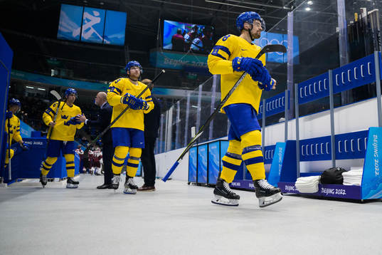 Mathias Bromé, Linus Hultström and Anton Lander of Sweden