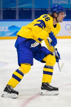 Mathias Bromé of Sweden in an ice hockey preliminary round