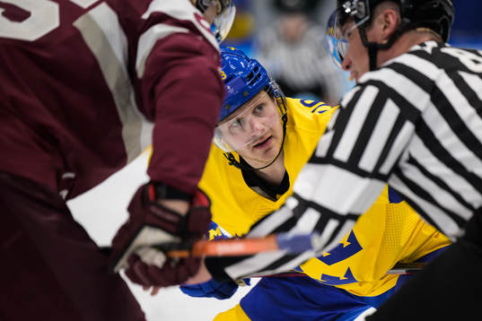 Lucas Wallmark of Sweden in an ice hockey preliminary round