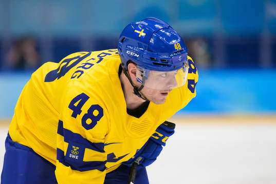 Carl Klingberg of Sweden in an ice hockey preliminary round