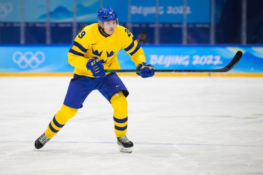 Pontus Holmberg of Sweden in an ice hockey preliminary