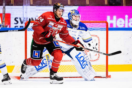 Örebros Jani Lajunen och Leksands målvakt Kasimir Kaskisuo