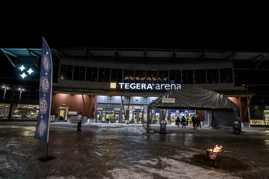 Tegera Arena innan ishockeymatchen i SHL mellan Leksand och