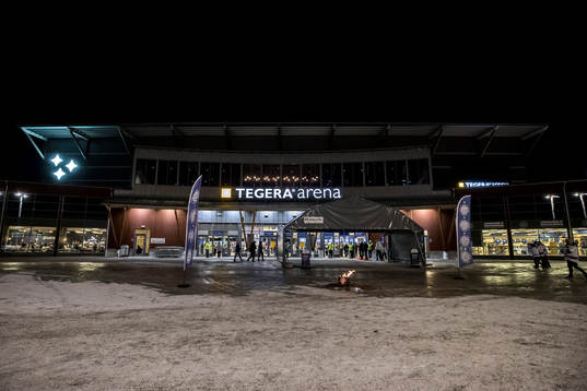 Tegera Arena innan ishockeymatchen i SHL mellan Leksand och