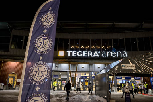 Tegera Arena innan ishockeymatchen i SHL mellan Leksand och
