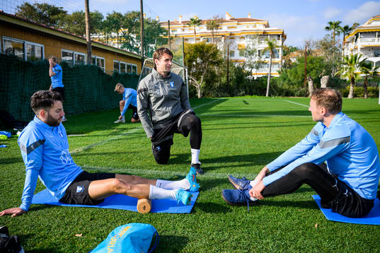 Erdal Rakip, tränare Milos Milojevic och Ola Toivonen