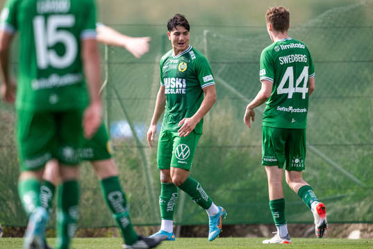 Jusef Erabi and Williot Swedberg of Hammarby celebrates 1-1