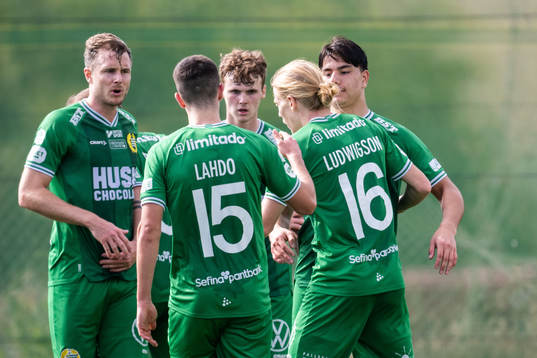 Players of Hammarby celebrates 1-1 by Jusef Erabi