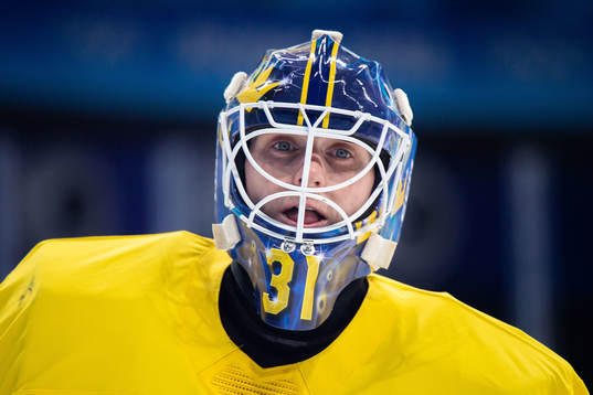 Goaltender Lars Johansson of Sweden