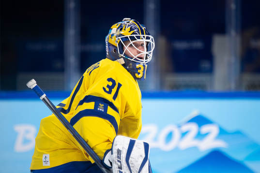 Goaltender Lars Johansson of Sweden